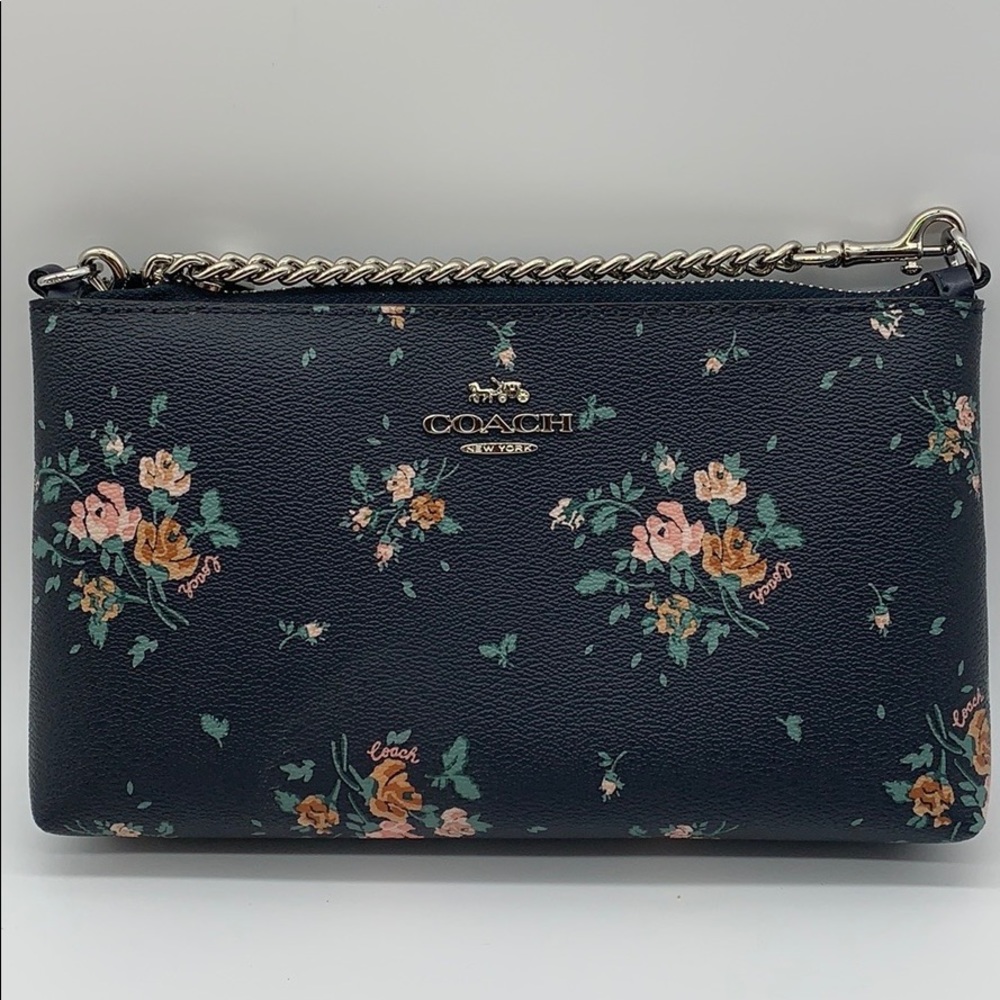 COACH ZIP TOP CROSSBODY WITH ROSE BOUQUET PRINT - Picture 1 of 16